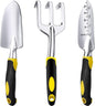 Gardening Hand Tools 3 Piece Set - Heavy Duty Garden Trowel, Trans-planter, Hand Rake - Ergo Grip Handle Inkedjoy