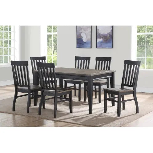 Farmhouse Style 7pc Dining Set - Two-Tone Finish - Cottage Table Design, Schoolhouse Chairs My Store
