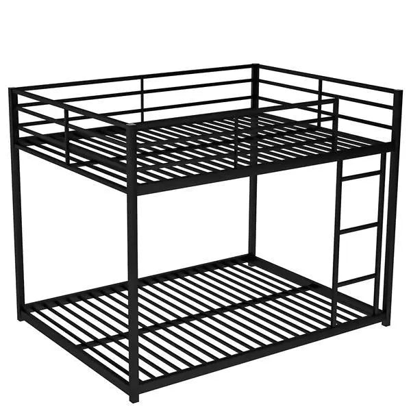 Full Metal Bunk Bed, Low Bunk Bed With Ladder, Black My Store