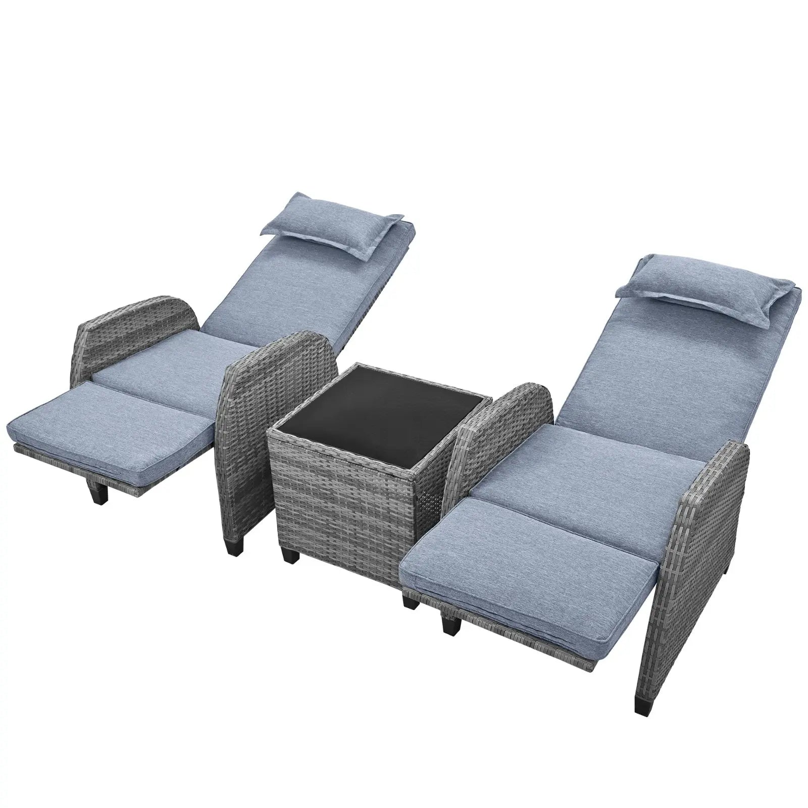 U Style Outdoor Rattan 2-Person Set W  Coffee Table For Courtyard My Store