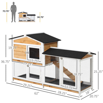 2 Storey Rabbit Hut Wooden Bunny Hut Small Animal House With Ramp My Store