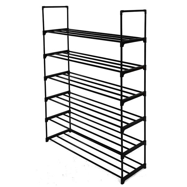 13 Tubes, One Layer, Four Tube, Six Layer Shoe Rack, Black Inkedjoy