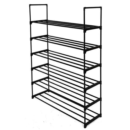 13 Tubes, One Layer, Four Tube, Six Layer Shoe Rack, Black Inkedjoy