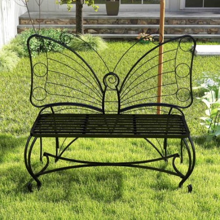 Butterfly Cast Metal Garden Bench Inkedjoy