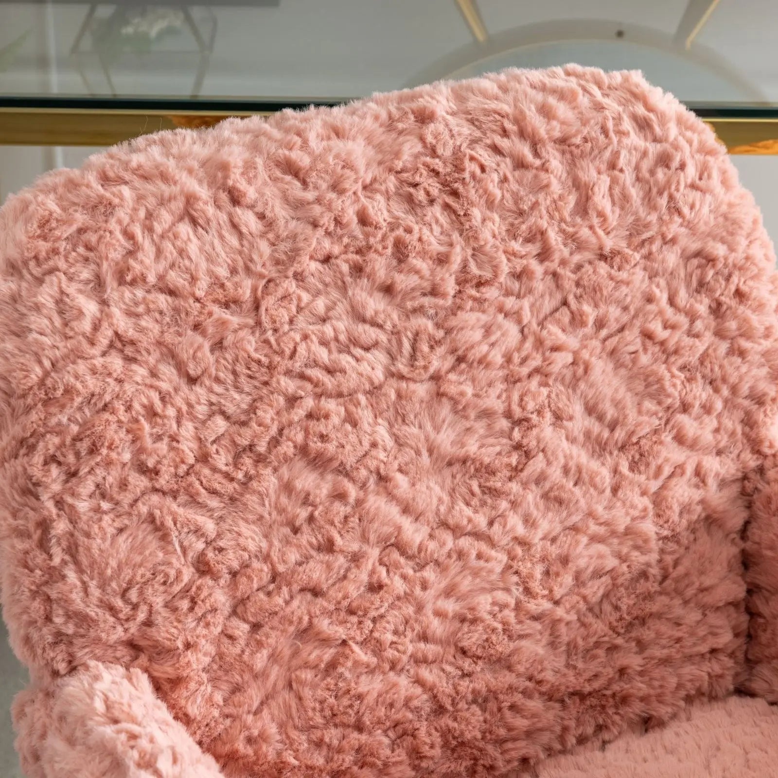 A&A Furniture Artificial Rabbit Hair Office Chair With Gold Base, Adjustable My Store