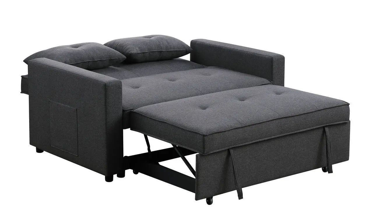 Dark Grey Linen Convertible Sleeper Double Sofa My Store