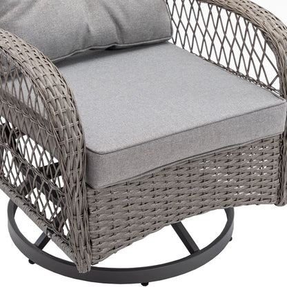 3pc Outdoor Swivel Rocker Patio Chairs 360  Rocking Set With Thick Cushions My Store