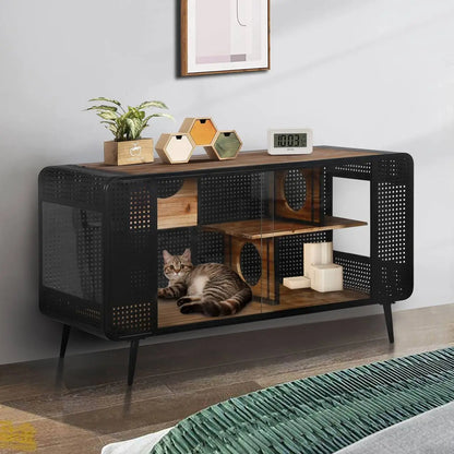 Spacious Cat House With Tempered Glass For Living Room, Hallway My Store