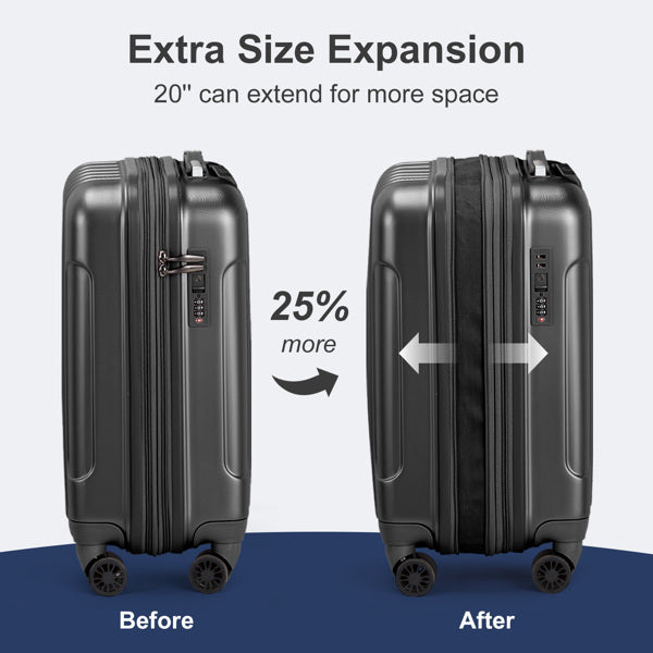 Vertical Pattern 2-Piece Set 20 Inch Expandable With 14 Inch Suitcase Inkedjoy