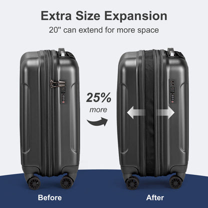 Vertical Pattern 2-Piece Set 20 Inch Expandable With 14 Inch Suitcase Inkedjoy