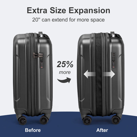 Vertical Pattern 2-Piece Set 20 Inch Expandable With 14 Inch Suitcase Inkedjoy