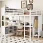 Metal Loft Bed With Wardrobe And L-shaped Desk, Full Size Loft Bed With Storage Cubes And Shelves My Store