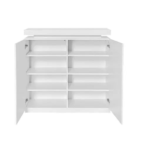 Large Spaces Shoe Cabinet High Glossy White Color With Led Light Have Moveable Shelves My Store