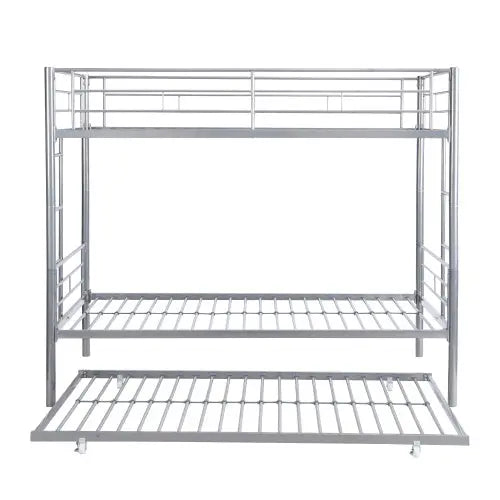 METAL BUNK BED WITH TRUNDLE SILVER My Store