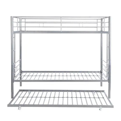 METAL BUNK BED WITH TRUNDLE SILVER My Store