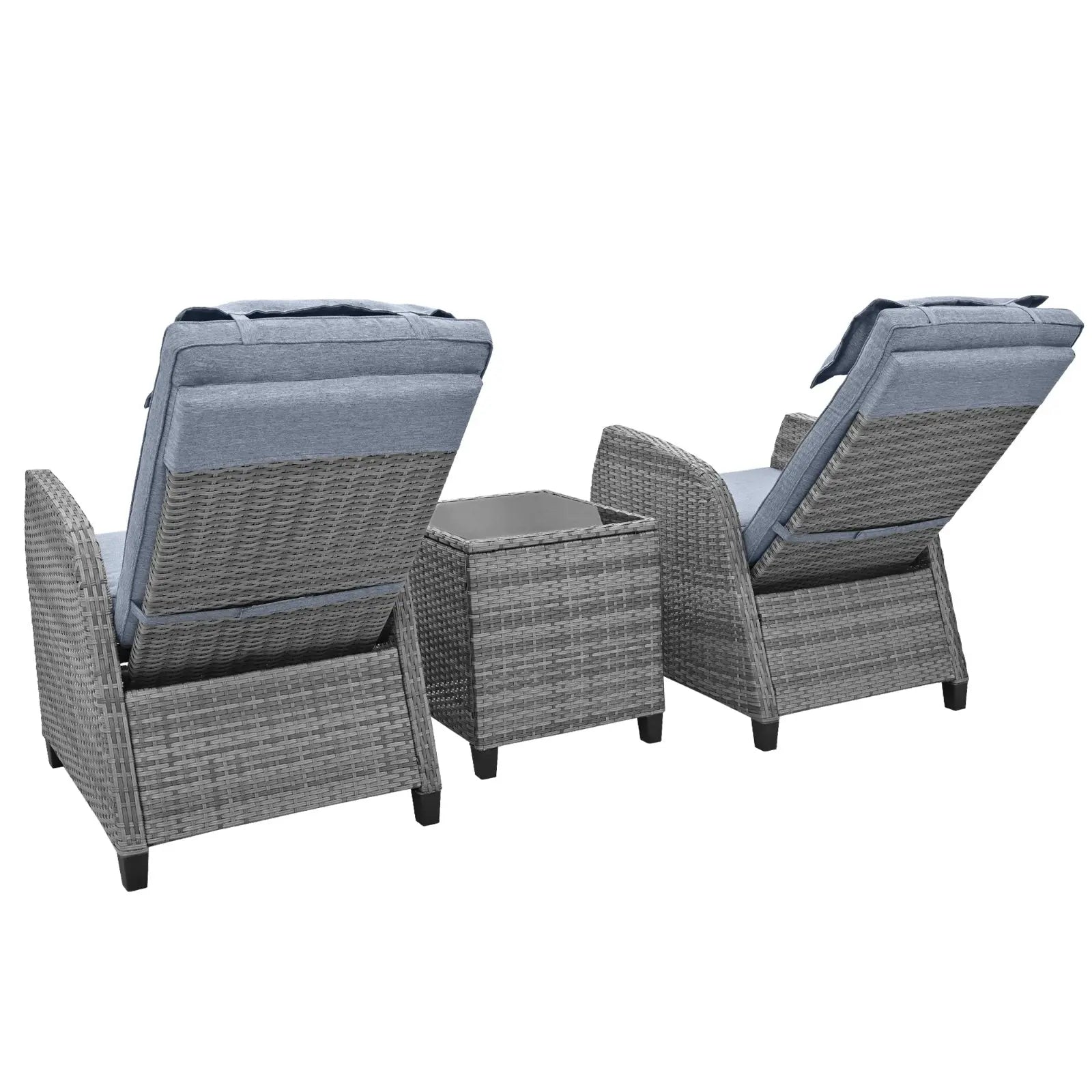 U Style Outdoor Rattan 2-Person Set W  Coffee Table For Courtyard My Store