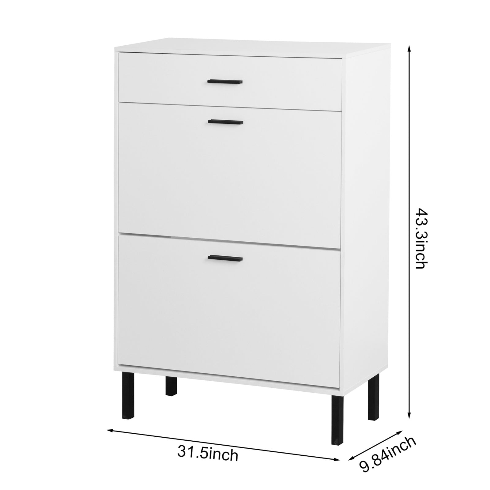 Modern Shoe Cabinet With Drawers & Metal Legs Inkedjoy