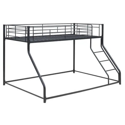 Metal Floor Bunk Bed, Twin XL Over Queen, Black My Store