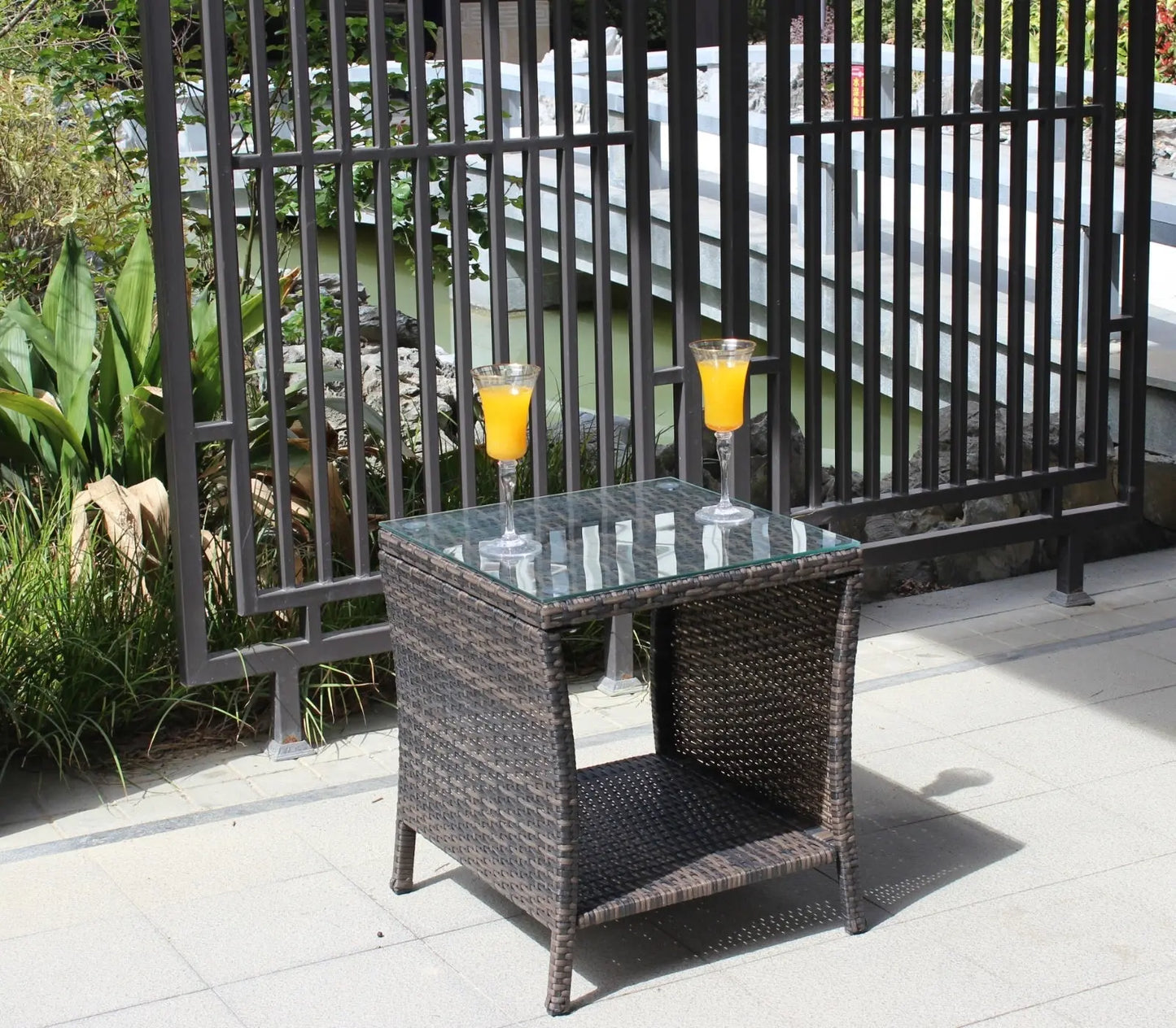 Outdoor Patio Furniture 1 Coffee Table With Clear Tempered Glass My Store