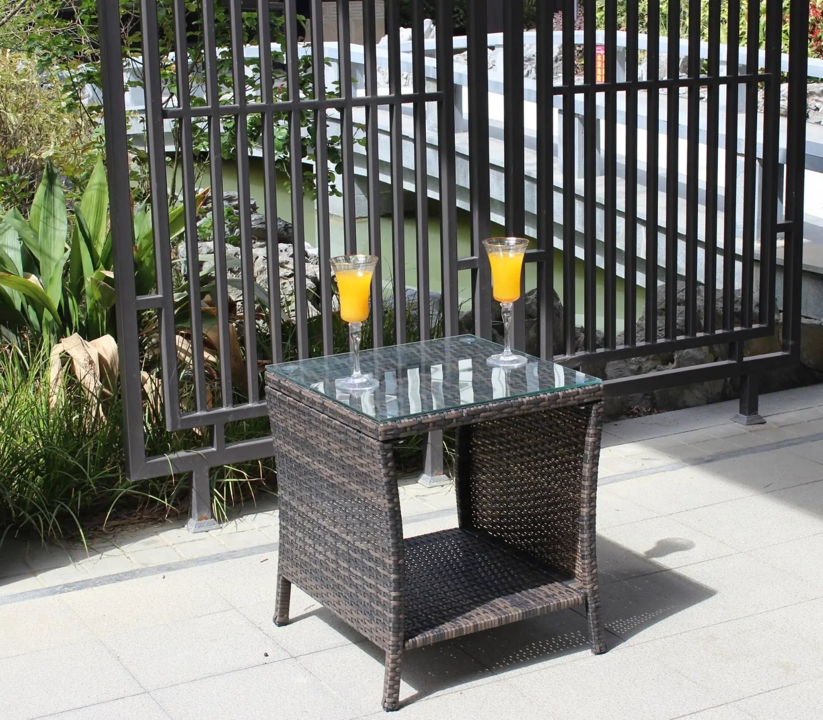 Outdoor Patio Furniture 1 Coffee Table With Clear Tempered Glass My Store