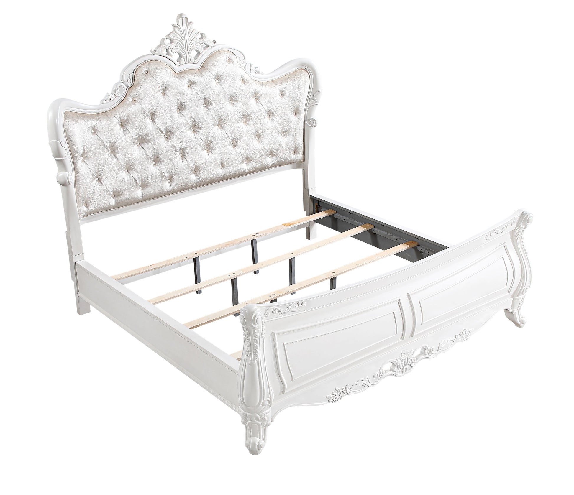 Modern 5-Piece Queen Bedroom Set in Pearl White Wood Finish - Ohberri