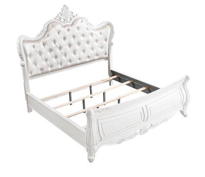 Modern 5-Piece Queen Bedroom Set in Pearl White Wood Finish - Ohberri