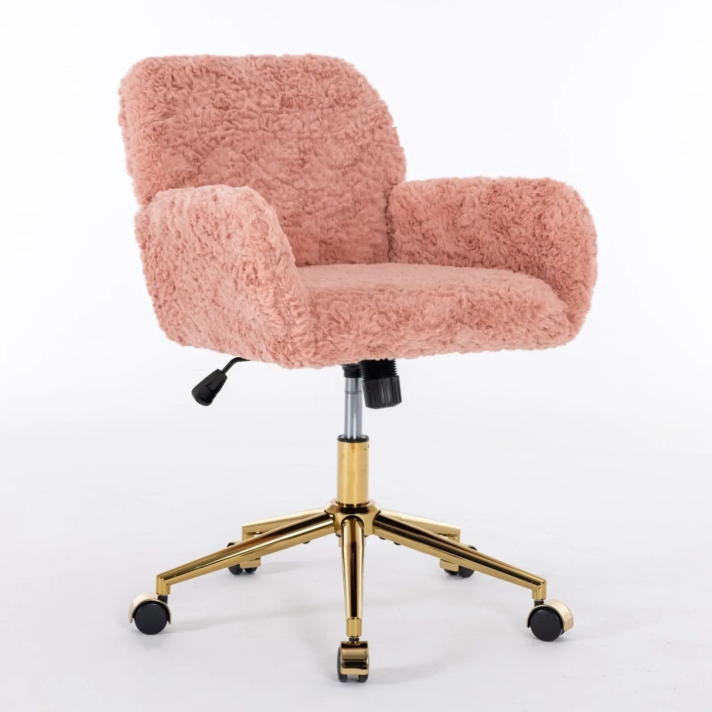 A&A Furniture Artificial Rabbit Hair Office Chair With Gold Base, Adjustable My Store