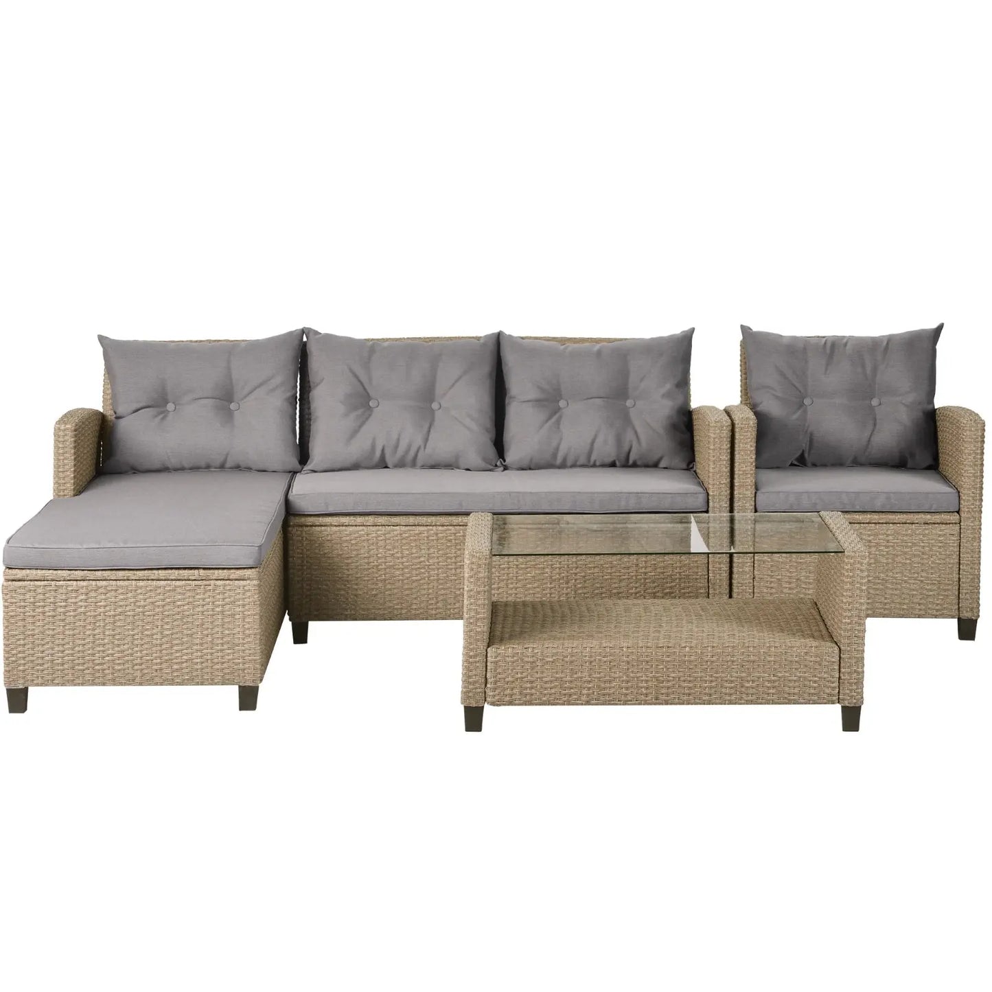 Patio Furniture Sets  4PC Wicker Rattan Sofa Conversation Set My Store