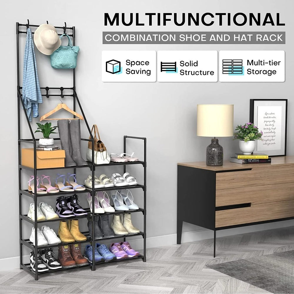 Double-row Single-hanging Coat And Shoe Racks Inkedjoy