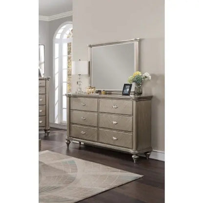 Antique Silver Champagne Finish Dresser W Mirror My Store