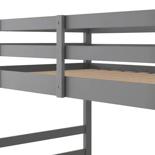 Twin Over Twin Bunk Bed With Ladder, Gray My Store