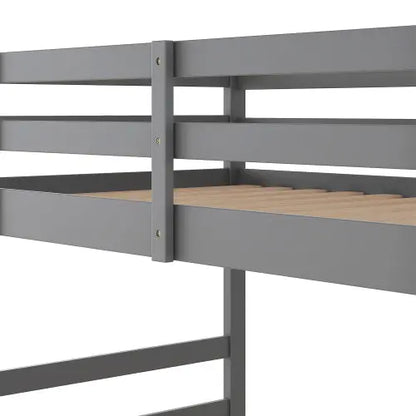 Twin Over Twin Bunk Bed With Ladder, Gray My Store