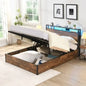 Wooden Platform Bed Frame With Lifting And Charging Station My Store