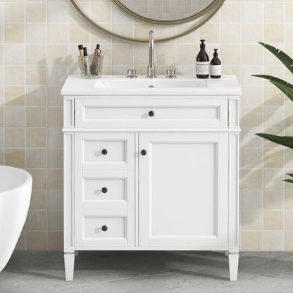 Vanity With Top Sink, Modern Bathroom Storage Cabinet With 2 Drawers And A Tip-out Drawer My Store