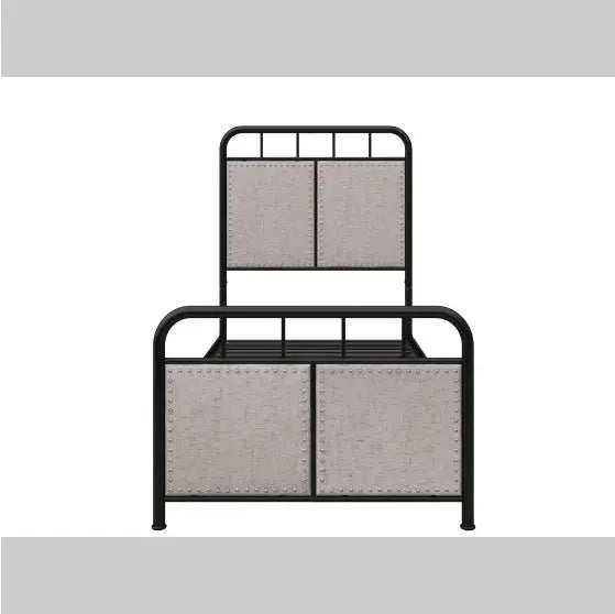 Double-size Linen Upholstered Platform Metal Bed Frame My Store