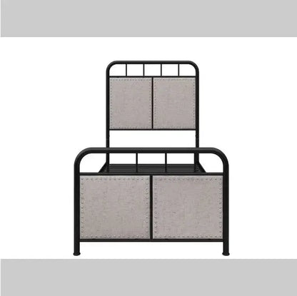 Double-size Linen Upholstered Platform Metal Bed Frame My Store