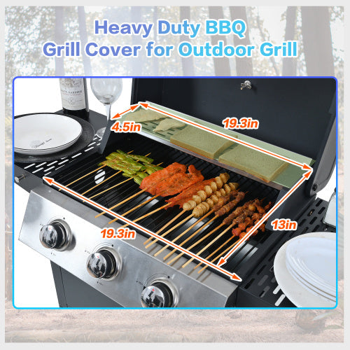 Propane Gas Grill 3 Burner Barbecue Grill, Stainless Steel With Two Shelves, Lid, Wheels And Bottle Opener Inkedjoy