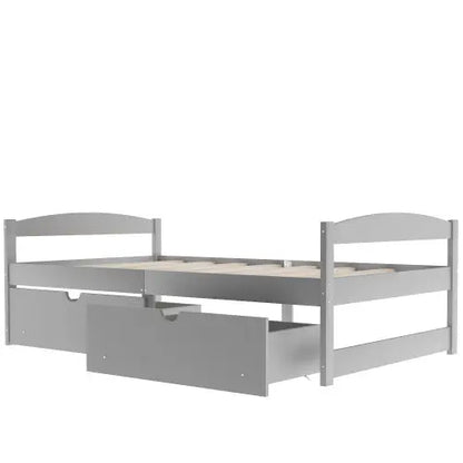 Twin Size Platform Bed, With Two Drawers, Gray My Store