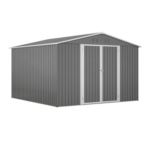 10 X 10 FT Outdoor Storage Shed- Grey Inkedjoy