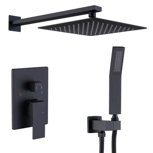 Shower System Shower Faucet Combo Set Wall Mounted With 10" Rainfall Shower Head And Handheld Inkedjoy