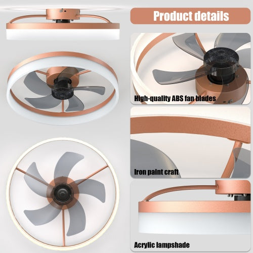Ceiling Fan With Light Dimmable LED Recessed Mount Slim Modern Ceiling Fan Inkedjoy