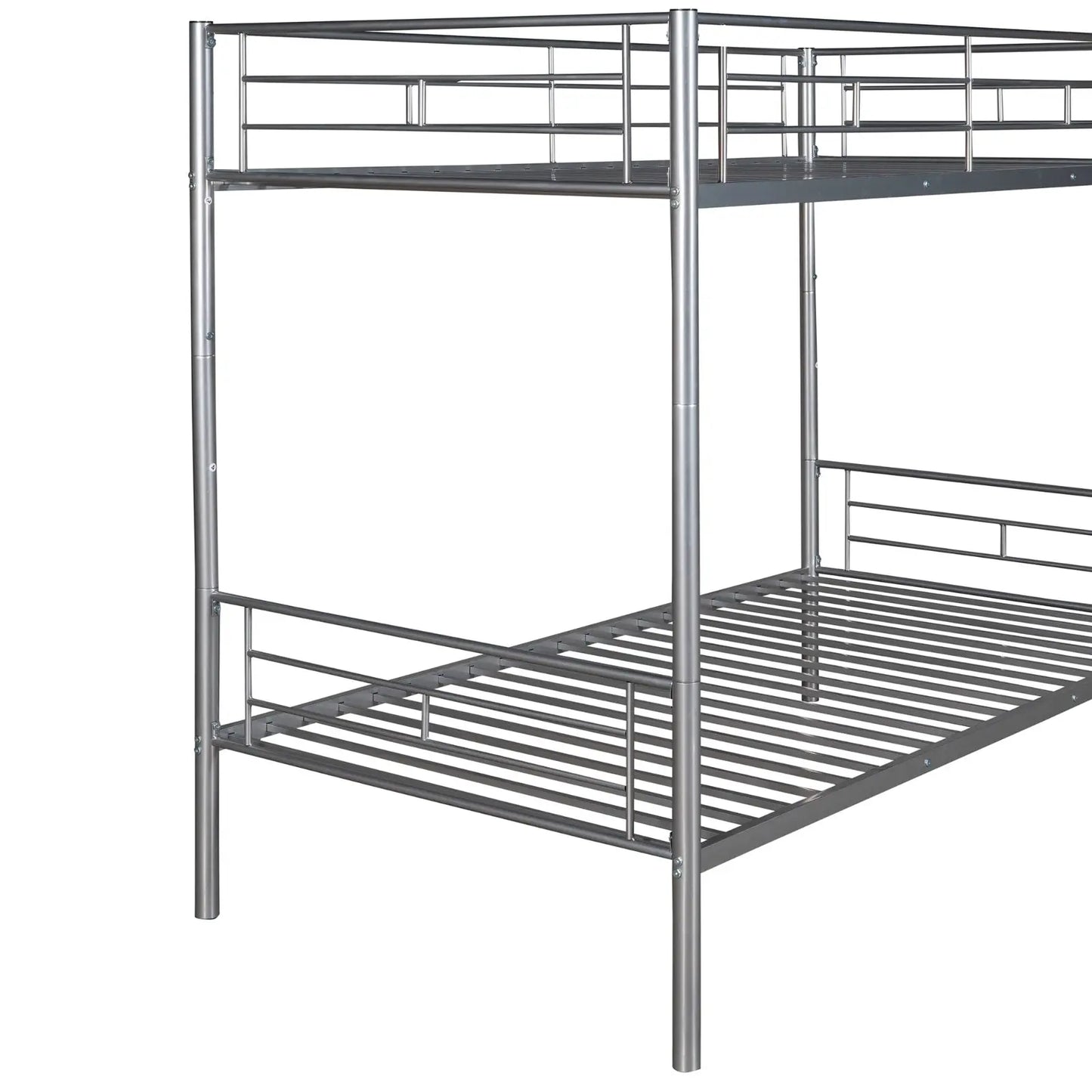Twin Over Twin Metal Bunk Bed  Silver My Store