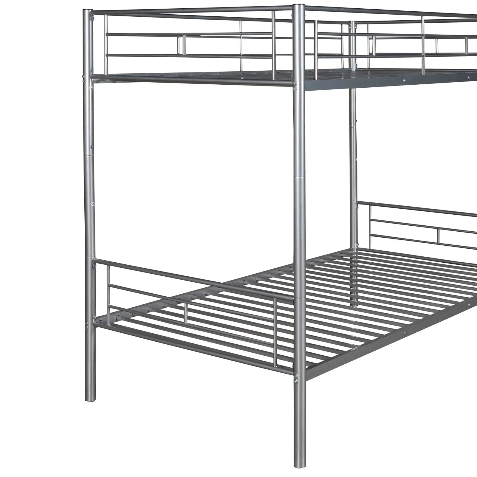 Twin Over Twin Metal Bunk Bed  Silver My Store