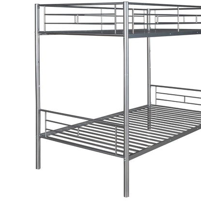 Twin Over Twin Metal Bunk Bed  Silver My Store