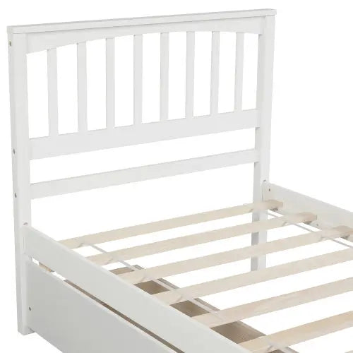 Twin Size Platform Bed With Two Drawers, White My Store