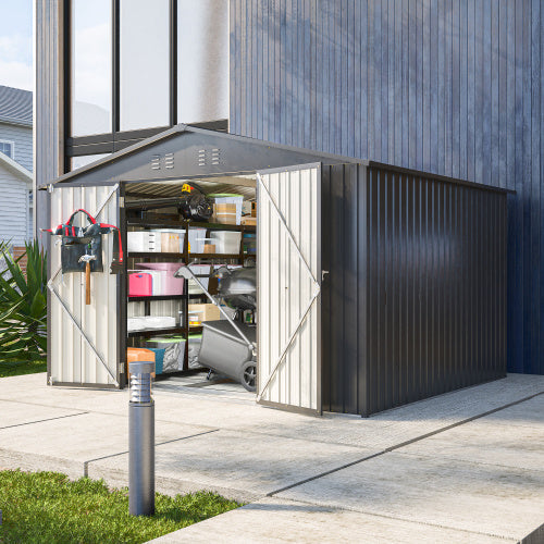 10X8 FT Outdoor Storage Shed- Black Inkedjoy