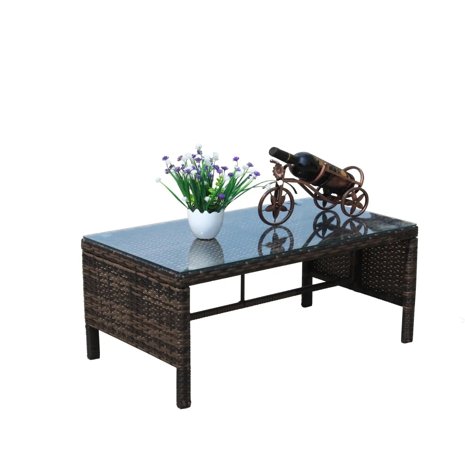 Outdoor Patio Furniture 1 Coffee Table With Clear Tempered Glass My Store