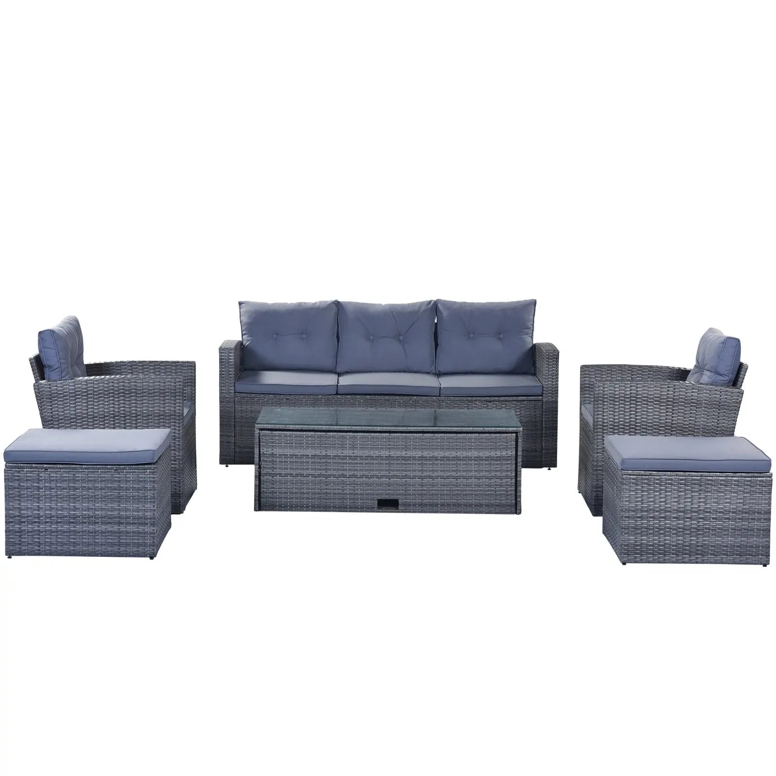 6-Piece All-Weather Wicker PE Rattan Patio Dining Set With Coffee Table My Store