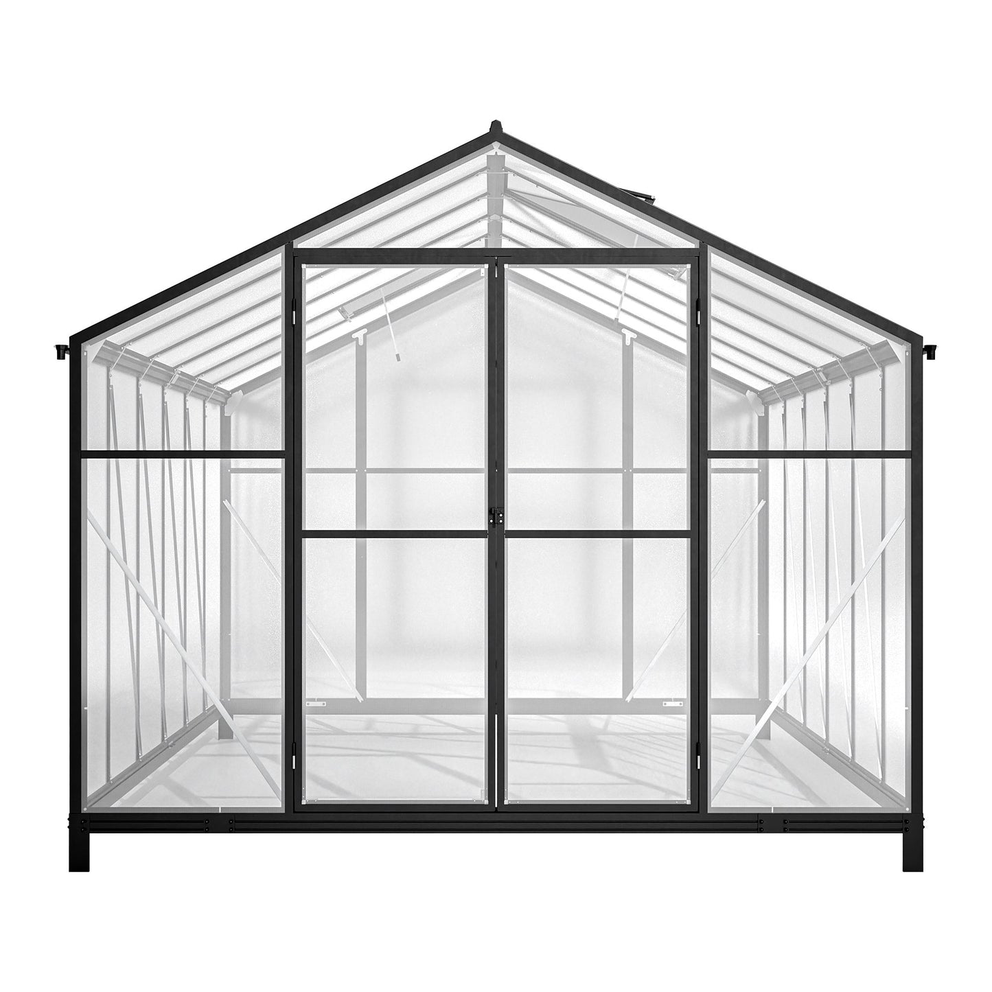 8' X 12' Heavy Duty Poly carbonate Greenhouse With Double Doors And Two Ventilation Windows Inkedjoy