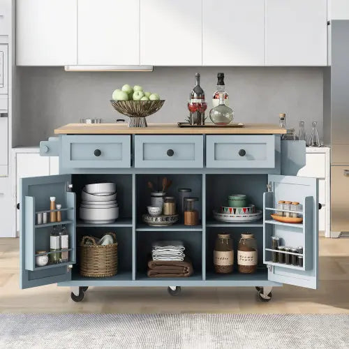Kitchen Trolley With Rubberwood Folding Leaf Countertops My Store